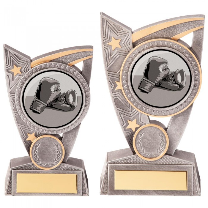 TRIUMPH BOXING RESIN TROPHY WITH OPTIONAL CUSTOM CENTRE - 2 SIZES - 12.5CM - 15CM